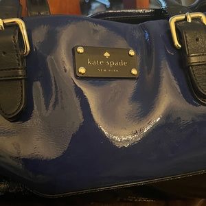 Kate Spade  Blue & Black Patent Leather , glossy ,Like New beautiful unique